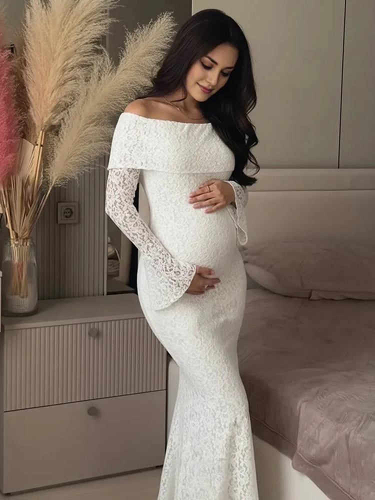 Photography Club - Pregnancy Photography Lace Dress Off Shoulder