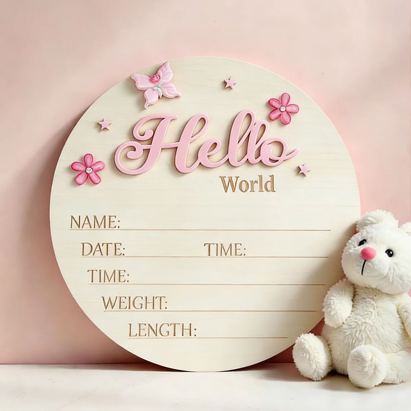 Photography History - Ylsteed Pink Butterfly Hello World Newborn